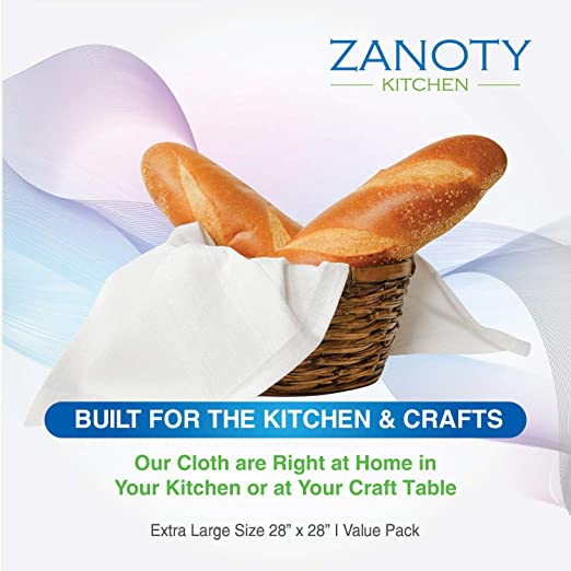 ZANOTY Kitchen Highly Absorbent 100% Pure Cotton Kitchen Flour Sack Towels,  28 x 28 Inches, Value Pack of 12, Kitchen Towels, Washable Luxury Tea Towels,  Linen Kitchen Towels for Multiple uses