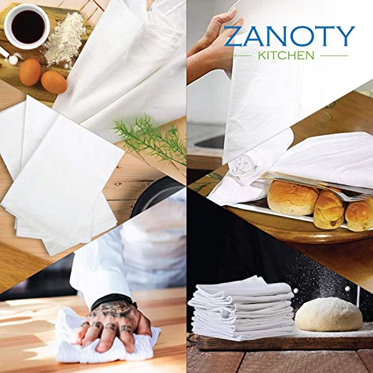 ZANOTY Kitchen Highly Absorbent 100% Pure Cotton Kitchen Flour Sack Towels,  28 x 28 Inches, Value Pack of 12, Kitchen Towels, Washable Luxury Tea Towels,  Linen Kitchen Towels for Multiple uses
